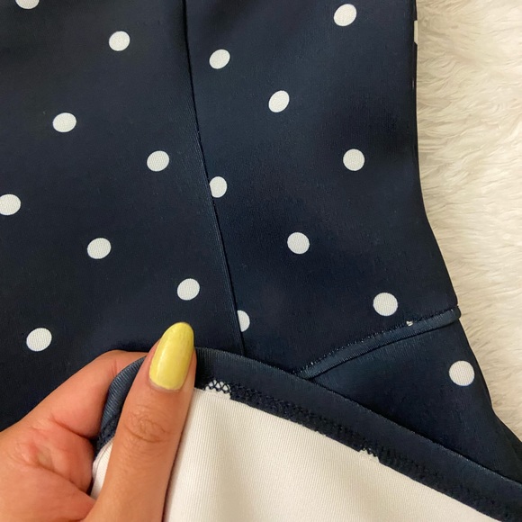 Navy polka dot strapless neoprene dress - Picture 4 of 5